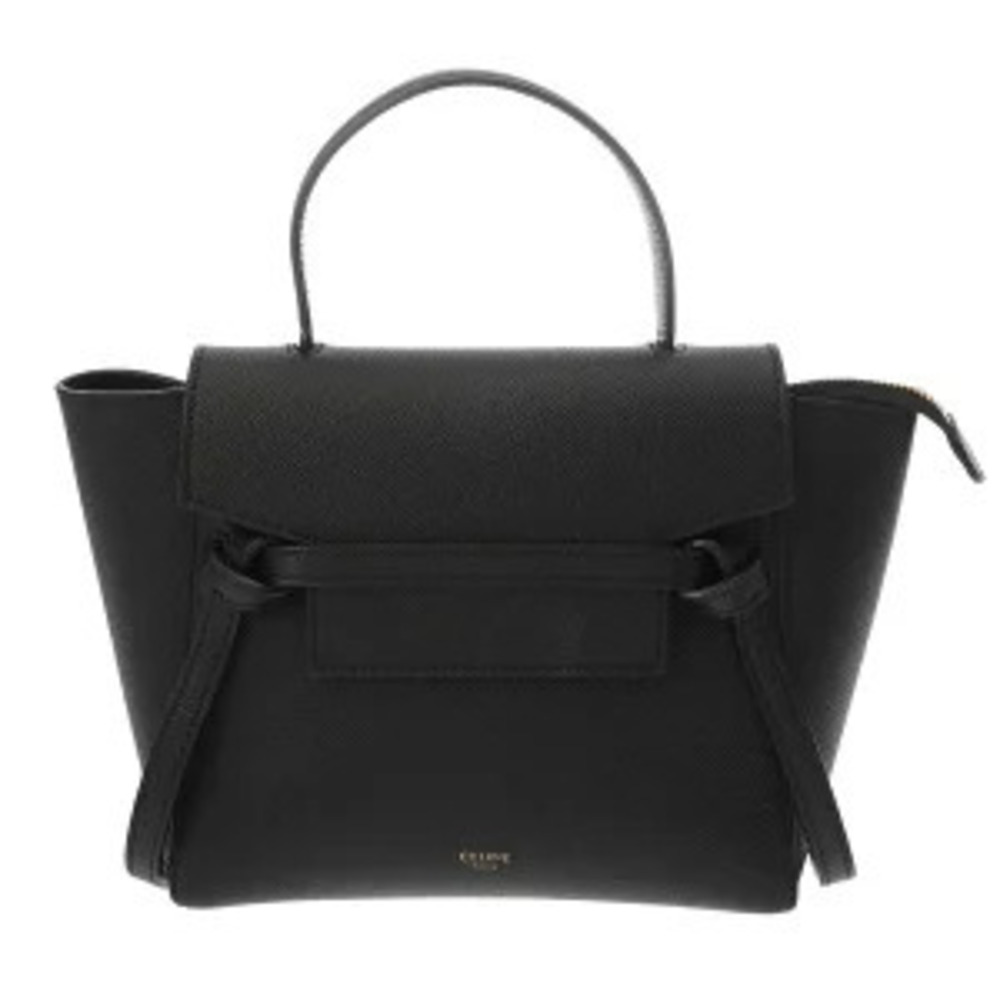 Celine Belt Bag Black Grained Calf Leather Handbag